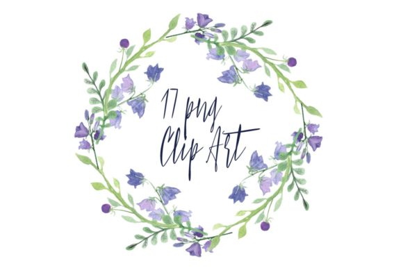 17 Watercolor Campanula Clip Art & Illustrations