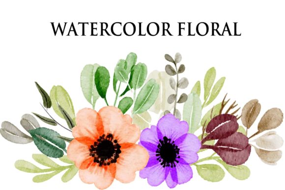 Aset Floral and Leaves Watercolor EPS Illustrations