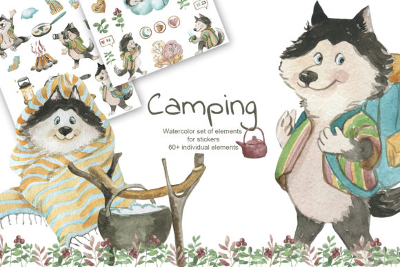 Camping Watercolor Elements & Illustrations