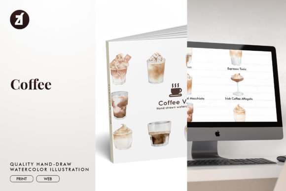 Coffee Set2 Watercolor Illustration Review