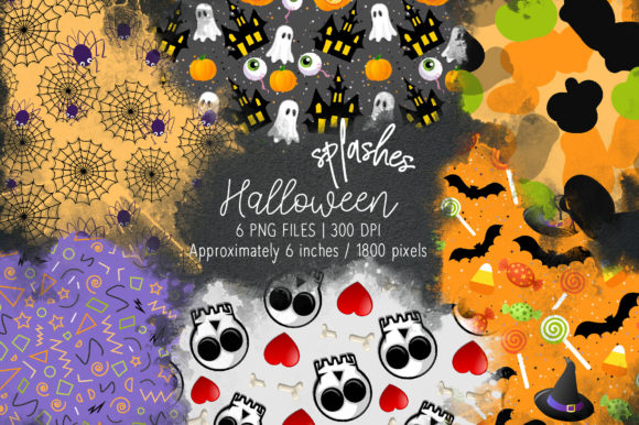 Halloween Watercolor Splashes 09 Illustrations