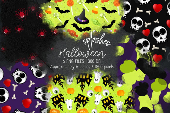 Halloween Watercolor Splashes 10 Illustrations