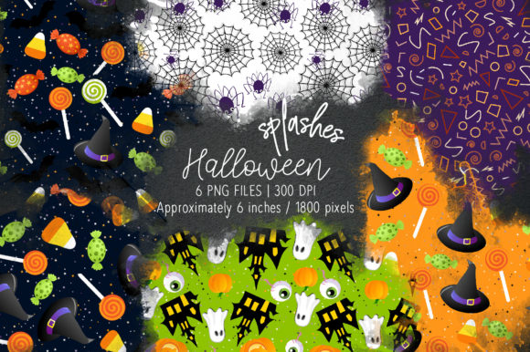 Halloween Watercolor Splashes 11 Illustrations