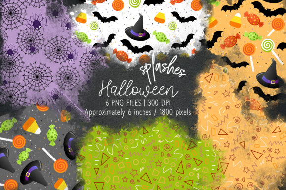 Halloween Watercolor Splashes 12: Spooky Illustrations