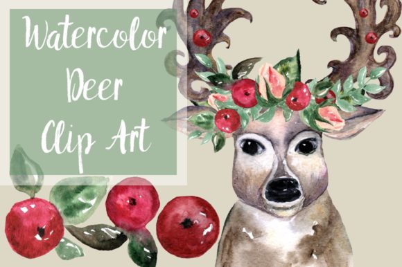 Oh, Deer - Watercolor Clip Art Set & Illustrations
