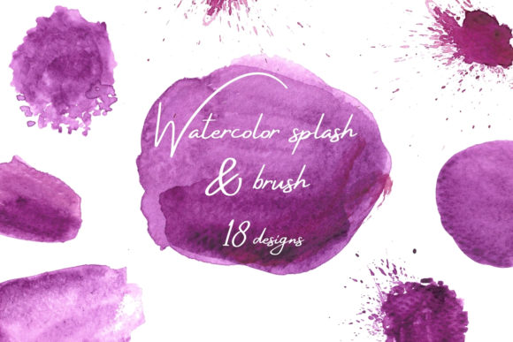Purple Watercolor Splash Clipart & Illustrations