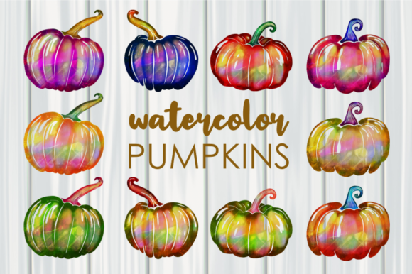 Seasonal Watercolor Autumn Pumpkins Illustrations