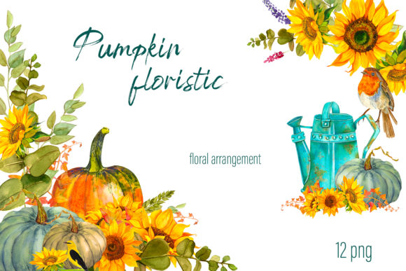 Watercolor Arrangement Sunflower Pumpkin Review