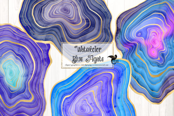 Watercolor Blue Agate Clip Art Review
