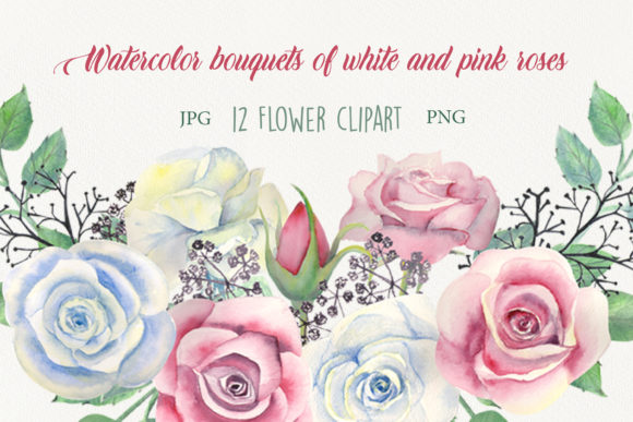 Watercolor Bouquets of Roses Illustrations