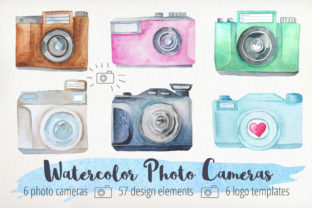 Watercolor Cameras Clip Art & Illustrations