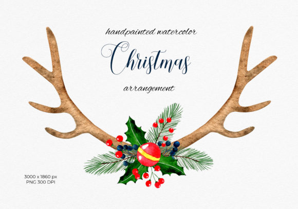 Watercolor Christmas Arrangement Illustrations