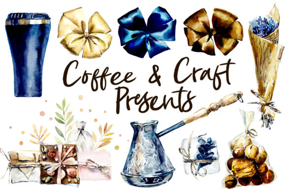 Watercolor Coffee and Craft Presents Illustrations