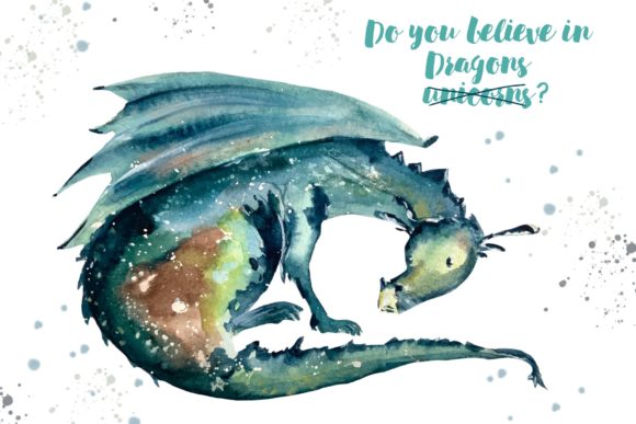 Watercolor Dragon Clip Art & Illustrations