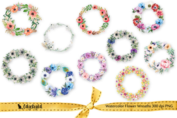 Watercolor Flower Wreaths Clipart Review