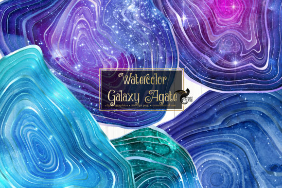Watercolor Galaxy Agate Clip Art & Illustrations
