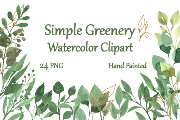 Watercolor Greenery Clipart & Illustrations