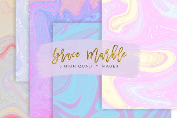 Watercolor Marble Paper, Rainbow Marble Illustrations