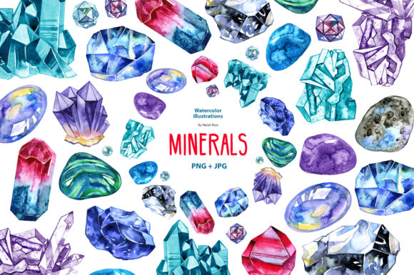 Watercolor Minerals and Gems Illustrations Review