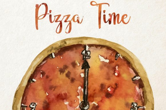 Watercolor Pizza Time Clip Art Set Illustrations