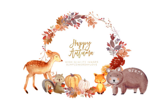 Woodland Animals Watercolor Clip Art & Illustrations